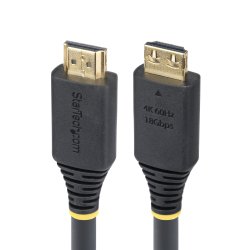 StarTech.com Câble HDMI Haut Débit de 6m avec Connecteur à Pince, 4K 60Hz/1440p 144Hz, HDR10/HDCP 2.2/ARC, 18Gbps, UHD HDMI 2.0, Cordon pour TV/Moniteur/Écran, Gaine TPE