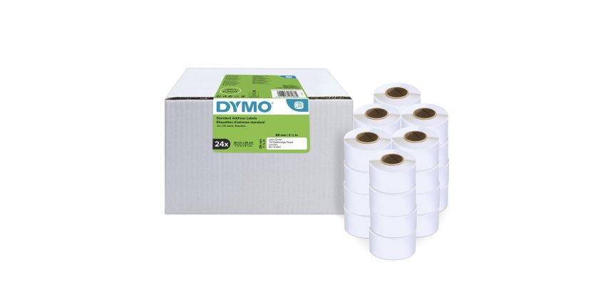 DYMO Authentic LabelWriter Address Labels | 28mm x 89mm | 24 Rolls of 130 Easy-Peel Labels (3120 labels) | Self-Adhesive | for LabelWriter Label Makers