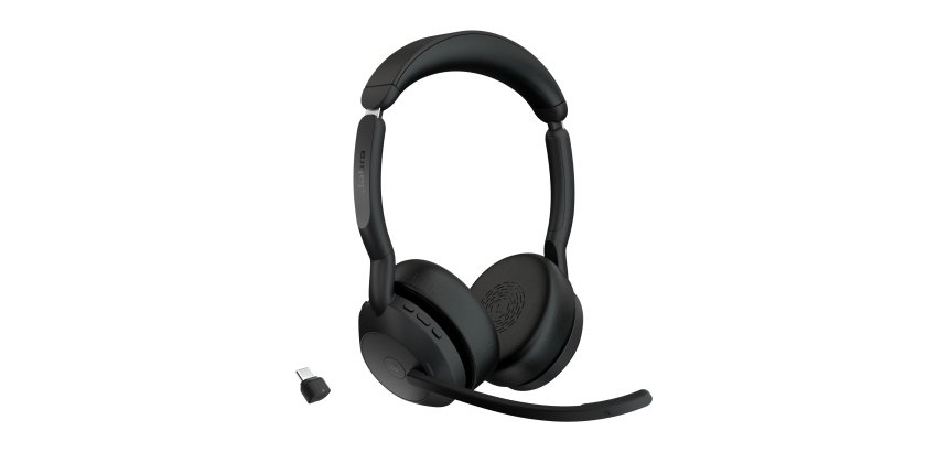 Jabra Evolve2 55 Casque Sans fil Arceau Bureau/Centre d'appels USB Type-C Bluetooth Socle de chargement Noir