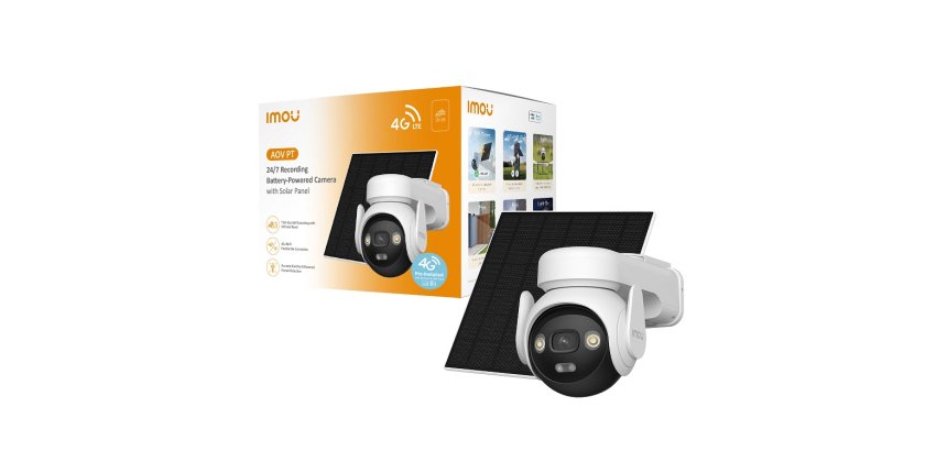 Imou AOV PT 4G 5MP - Telecamera da esterno 4G e Wifi Motorizzata con pannello solare. Tecnologia AOV per registrazione 24/7 . Incluse Sim Dati 4G ed SD da 32Gb