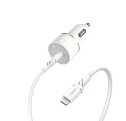 OtterBox Car Charger Bundle USB C 18W USB PD + USB C-Lightning Cable 1M, Cloud Dust White