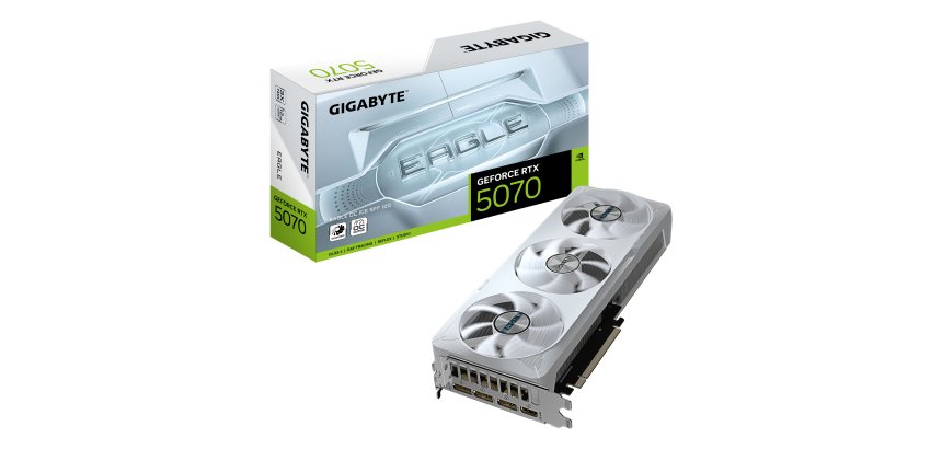 GIGABYTE GeForce RTX 5070 EAGLE OC ICE SFF 12G Graphics Card - 12GB GDDR7, 192bit, PCI-E 5.0, 2587 MHz Core Clock, 3 x DP 2.1a, 1 x HDMI 2.1b, NVIDIA DLSS 4, GV-N5070EAGLEOC ICE-12GD