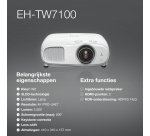 Epson EH-TW7100 4K PRO-UHD-projector, 3000 lumen, scherm van maximaal 500 inch
