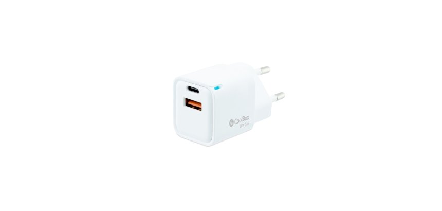 CoolBox CARGADOR GAN 20W USB-C/USB-A PARED