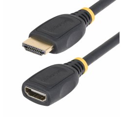StarTech.com Cable HDMI 2.0 de Extensión Alargador de 18in (0,5m) - Cable HDMI de Alta Velocidad Ahorrador de Puertos - 4K 60Hz - Cable Extensor HDMI Macho a Hembra