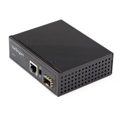 StarTech.com Conversor de Medios Ethernet Industrial PoE+ de Fibra a Ethernet de 60W - Convertidor SFP a RJ45 de Fibra IP30 (IMC1GSFP60W)