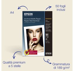 Epson Carta fotografica opaca da archivio fotografico A4 189 g/m2, 50 fogli