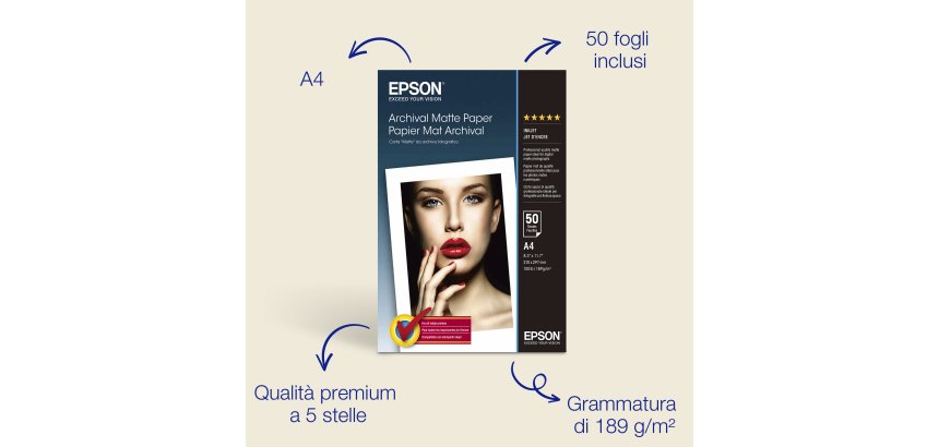 Epson Carta fotografica opaca da archivio fotografico A4 189 g/m2, 50 fogli