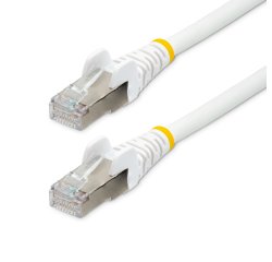 StarTech.com Ethernet-Kabel CAT6a 5m - Low Smoke Zero Halogen (LSZH) - 10 Gigabit 500MHz 100W PoE RJ45 S/FTP Netzwerkkabel Snagless Weiß mit Zugentlastung