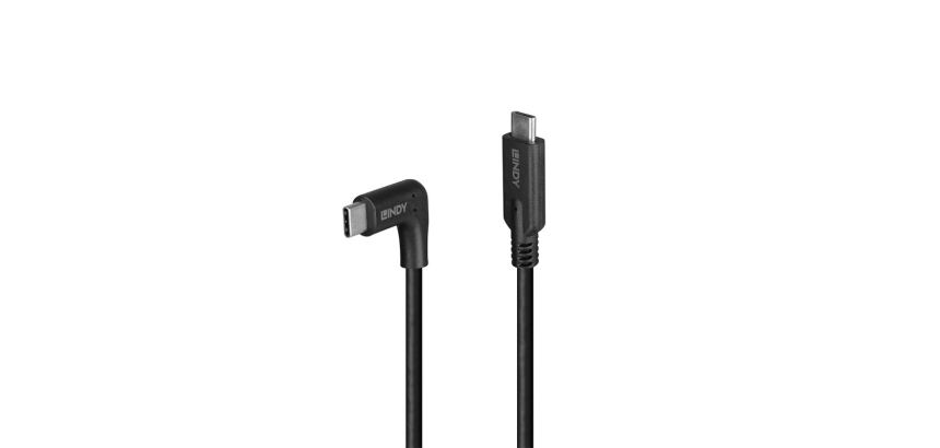 Lindy Câble USB 3.2 Type C de 0.5m, angle droit à 90°, 10Gbit/s, PD 60W