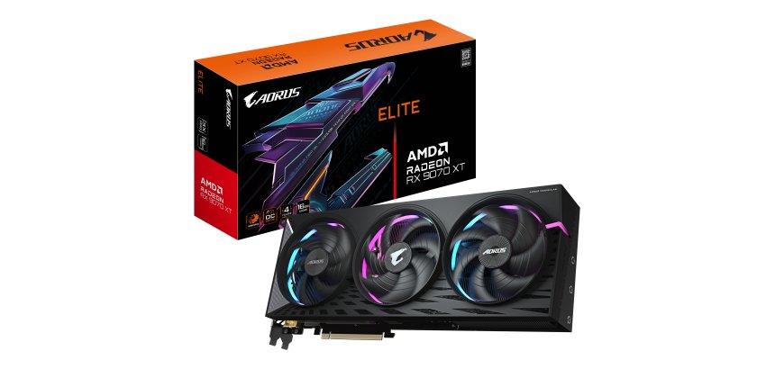 GIGABYTE AORUS Radeon RX 9070 XT ELITE 16G Graphics Card - 16GB GDDR6, 256bit, PCI-E 5.0, 3100 MHz Core Clock, 2 x DisplayPort, 2 x HDMI, GV-R9070XTAORUS E-16GD