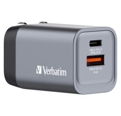 Adattatore da viaggio GNC-35 - 1x USB-C PD 35W, 1x USB-A QC 3.0 35W - Verbatim - 32200