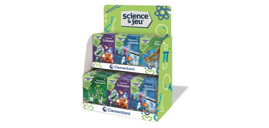 Presentoir clementoni coffret science et jeu assortis 18 unites
