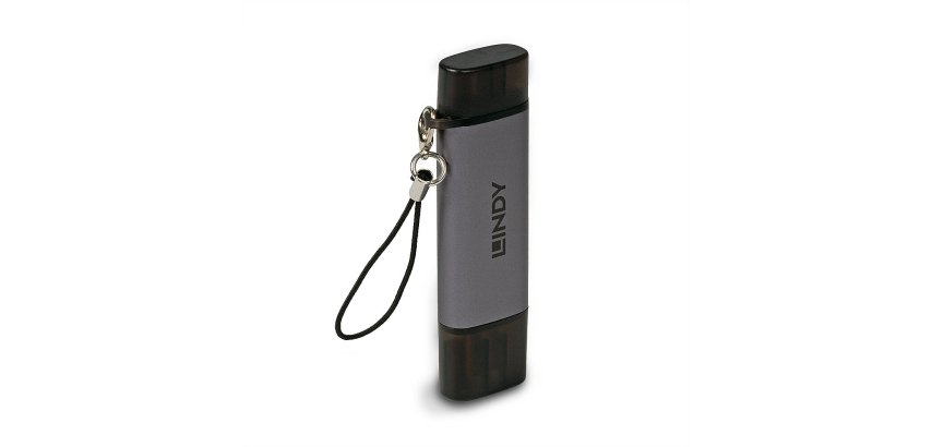 Lindy 43335 lector de tarjeta USB 3.2 Gen 1 (3.1 Gen 1) Type-A/Type-C Negro, Gris