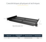 StarTech.com Étagère Rack Serveur 1U - Plateau Cantilever Universel Ventilé pour Armoire d'Équipement Réseau 19" - Acier Résistant - Poids Max 20kg - Étagère de 25cm de Profondeur, Noir