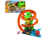 Hot Wheels City T-Rex Blaze Battle Playset & 1:64 Scale Die-Cast Car, Dinosaur Nemesis