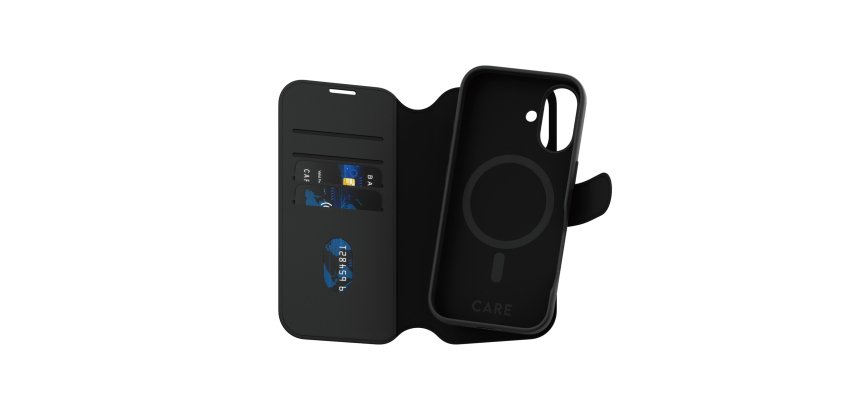 PanzerGlass CARE™ by ® Tango 2-in-1 Wallet Case w. MagSafe iPhone 16 protective phone case Black Cover