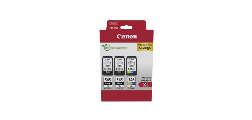 Canon PG-545XL x 2 + CL-546XL Pack cartouches haute capacité 2 noirs + 1 couleur pour imprimante jet d'encre