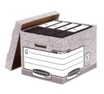 Caisse standard bankers box l40,4 x h29,2 x p33,5 cm montage automatique carton recyclé gris blanc