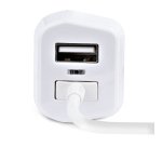 StarTech.com Lightning Car Charger with Coiled Cable, 1m Coiled Lightning Cable, 12W, White, 2 Port USB Car Charger Adapter for Phones and Tablets, Dual Device In Car iPhone Charger