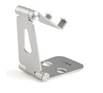 StarTech.com Phone and Tablet Stand - Foldable Universal Mobile Device Holder for Smartphones & Tablets - Adjustable Multi-Angle Ergonomic Cell Phone Stand for Desk - Portable - Silver