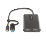 StarTech.com Adaptateur USB-C vers Double HDMI - USB-C ou A vers 2x HDMI - 4K 60Hz - 100W Power Delivery Pass-Through - Adaptateur Vidéo avec Câble Intégré de 30cm - Convertisseur USB-C vers HDMI pour PC Portable