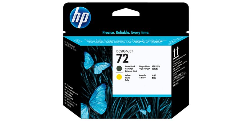 HP 72 Matte Black and Yellow DesignJet Printhead