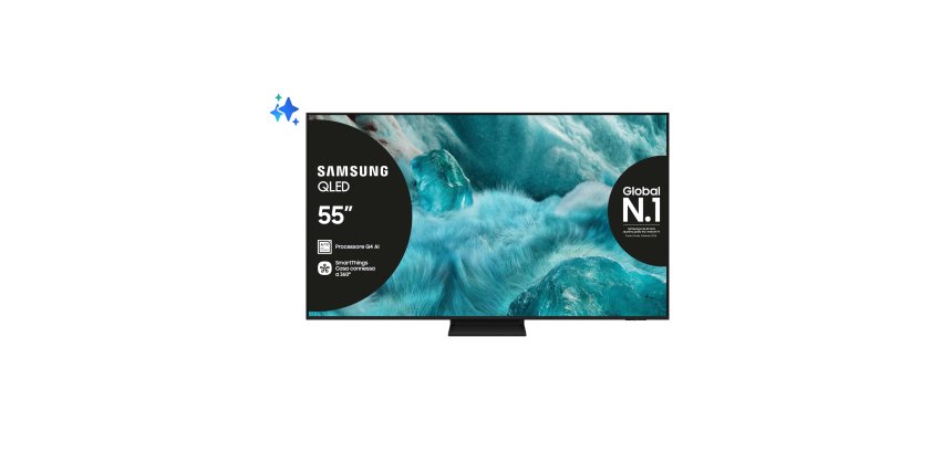 Samsung QLED AI TV 55" QE55Q7F5AUXZT 4K, Processore Q4 AI, 4K Upscaling, Color Booster Pro, OTS Lite, Air Slim Design, Vision AI Smart TV, 2025