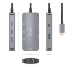 AISENS USB-C Dock 6 En 1, USB-C a 1xHDMI, 1xRJ45, 3xUSB-A, 1xUSB-C PD, Gris, 15cm