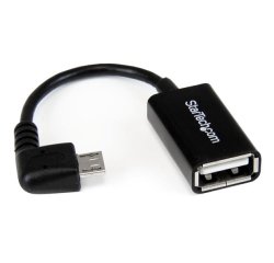 StarTech.com Câble adaptateur Micro USB à angle droit vers USB Host OTG de 12cm - Mâle / Femelle
