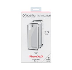Celly Attraction - iPhone Xs/X custodia per cellulare 14,7 cm (5.8") Cover Argento, Trasparente