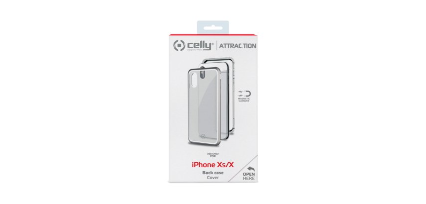 Celly Attraction - iPhone Xs/X custodia per cellulare 14,7 cm (5.8") Cover Argento, Trasparente