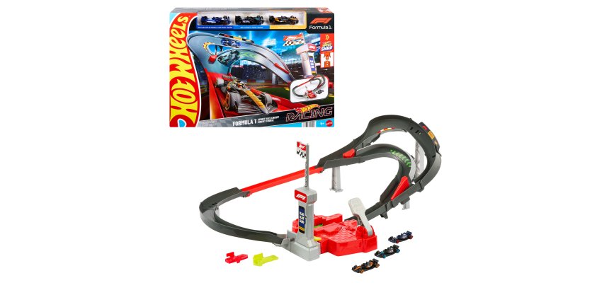 Hot Wheels Racing Formula 1 Sprint Race Circuit Track Set with 3 Die-Cast Toy Cars in 1:64 Scale
