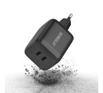 OtterBox Cargar Rápidamente | Estándar, USB-C Doble Puerto Cargador de Pared, Euro (C), Black