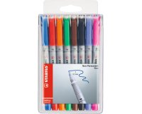 Stylo-feutre stabilo ohp pen soluble pointe fine 0.7mm multi-supports effaçable grip ergonomique pochette assortie 8u