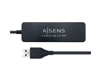 AISENS Hub USB 2.0, Tipo A/M - 4 x Tipo A/H, Negro, 30 cm