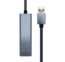 AISENS Conversor USB 3.0 a ethernet gigabit 10/100/1000 Mbps + Hub 3 x USB 3.0, Gris, 15 cm