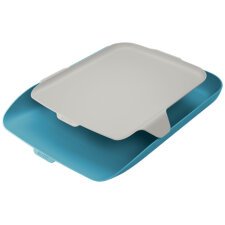 Corbeille à courrier avec organiseur de bureau Cosy, L274 x H62 x P391 mm, bleu