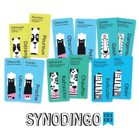 Apprendre a lire et a ecrire cocktail games synodingo ce1  au ce2 5 regles synonymes et  contraires 103 cartes 6