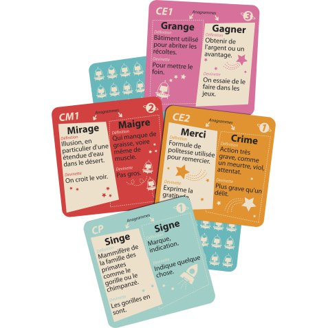 Apprendre a lire et a ecrire cocktail games vocadingo cp   au cm1 deviner le mot 50      cartes mots 4 cartes