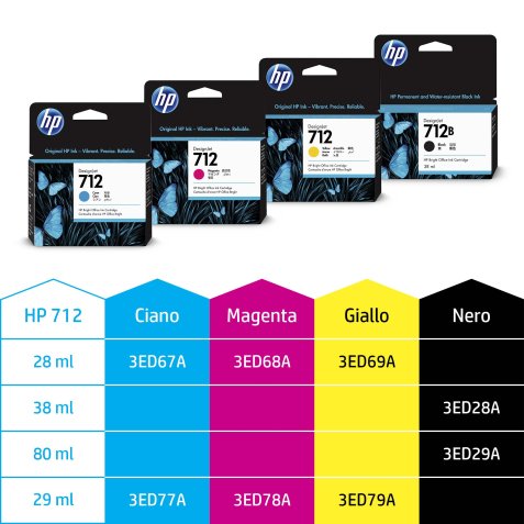 HP Confezione da 3 cartucce di inchiostro giallo originale DesignJet 712 da 29 ml