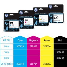 HP Cartouche d'encre DesignJet 712, magenta, 29 ml