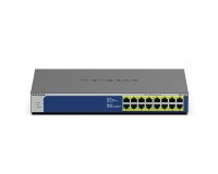 NETGEAR GS516PP Non-géré Gigabit Ethernet (10/100/1000) Connexion Ethernet, supportant l'alimentation via ce port (PoE) Bleu, Gris