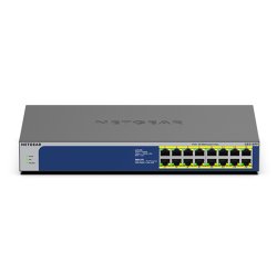 NETGEAR GS516PP Non-géré Gigabit Ethernet (10/100/1000) Connexion Ethernet, supportant l'alimentation via ce port (PoE) Bleu, Gris