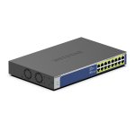 NETGEAR GS516PP Non-géré Gigabit Ethernet (10/100/1000) Connexion Ethernet, supportant l'alimentation via ce port (PoE) Bleu, Gris