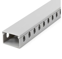 StarTech.com Chemin de Câbles PVC avec Couvercle - 38mm W x 25mm H - Longueur 2m - Slots Parallels 8mm, Goulotte Cache Câble Murale Câble Réseau PVC, max. 20 câbles, Homologué UL