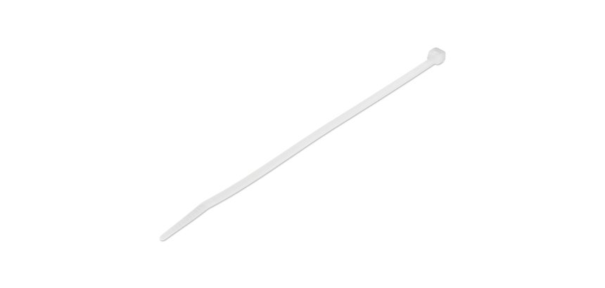 StarTech.com Colliers de Serrage 20 cm Blancs - Largeur 4 mm - Diam. faisceau 55 mm - Résistance traction 22 kg - Fermeture glissière autobloquante nylon avec pointe incurvée - 94V-2/UL -100 pcs