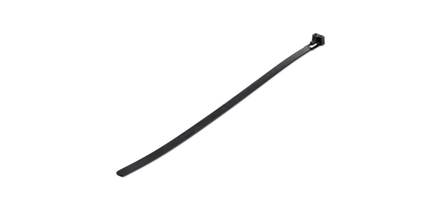 StarTech.com Colliers de Serrage Réutilisables 25 cm Noirs - Largeur 7 mm - Diam. faisceau 65 mm - Résistance traction 22 kg - Colson nylon détachable - Intérieur/extérieur - Homologués 94V-2/UL - 100 pcs