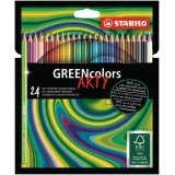 Crayon de couleur stabilo greencolors arty hexagonal    fin bois certifie fsc mine    solide 3mm etui carton 24