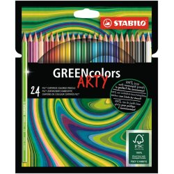 Crayon de couleur stabilo greencolors arty hexagonal    fin bois certifie fsc mine    solide 3mm etui carton 24